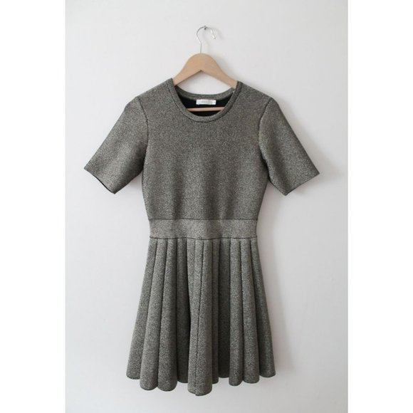 A.L.C. Susana Dress Gold Size Medium Fit & Flare Metallic - Picture 4 of 8